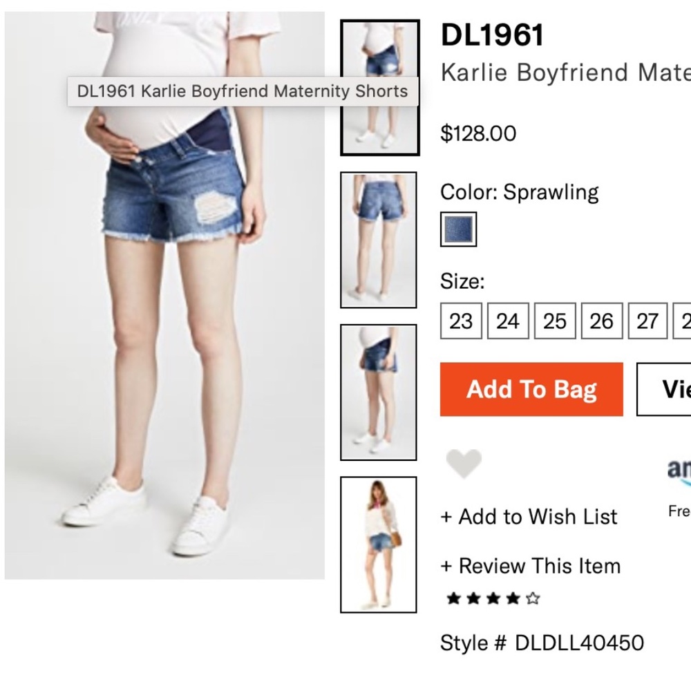 DL 1961 Karlie Maternity Shorts Size 27